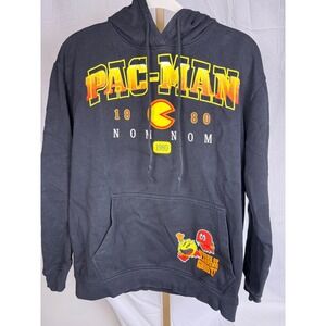 Namco 80s Video Game Pac-Man 1980 Nom nom Black Hoodie Sz M